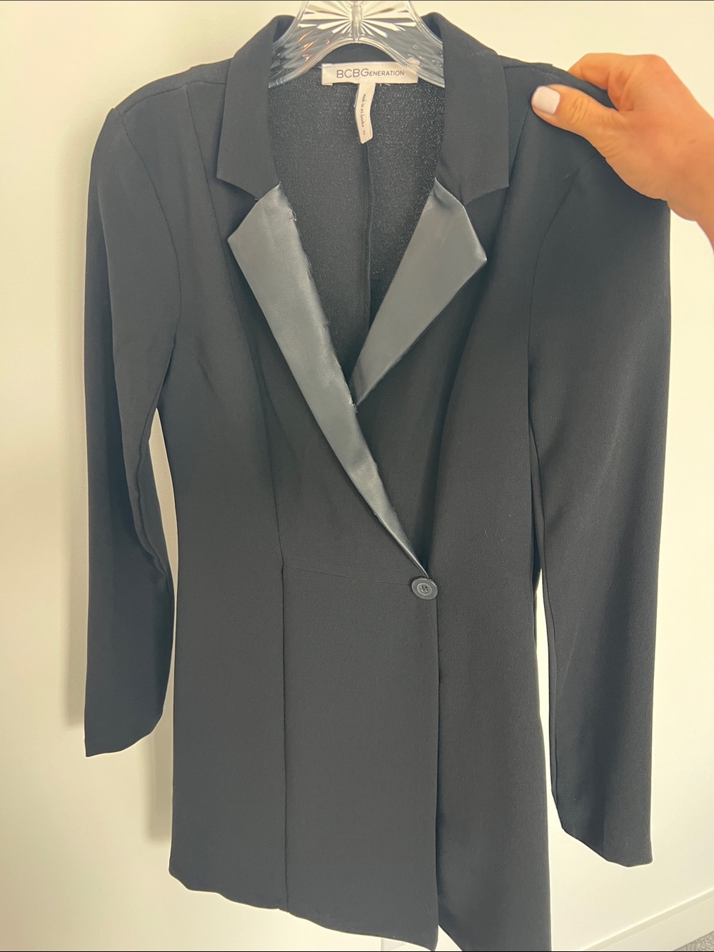 BCBGeneration Black Blazer with Leatherette Lapel